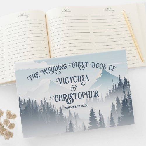 Grey Mountain Fog Forest Wilderness Custom Wedding Guest Book