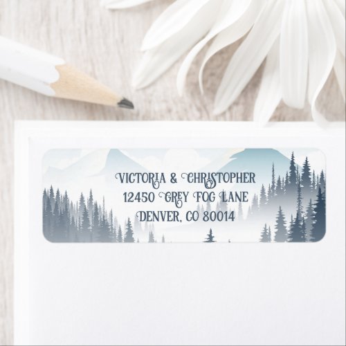 Grey Mountain Fog Forest Wilderness Return Address Label