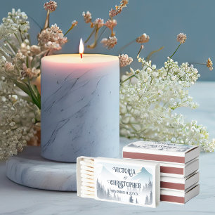 Grey Mountain Fog Forest Wilderness Wedding Matchboxes