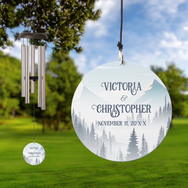 Grey Mountain Fog Forest Wilderness Wedding Wind Chime (Outdoor)