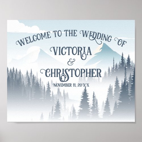 Grey Mountain Fog Forest Wilderness Wedding Yard Poster