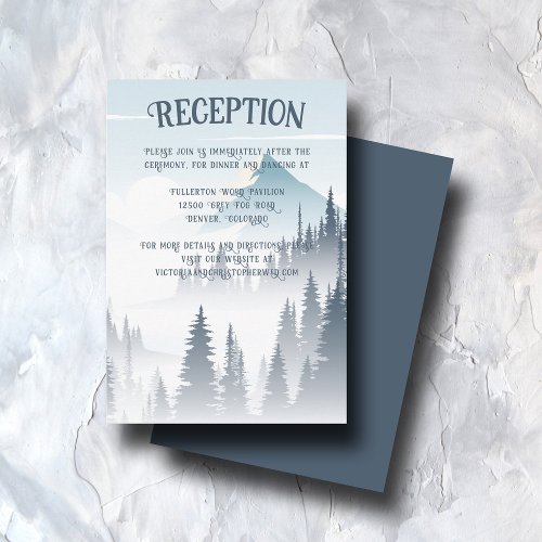 Grey Mountain Fog Wilderness Wedding Reception Enclosure Card