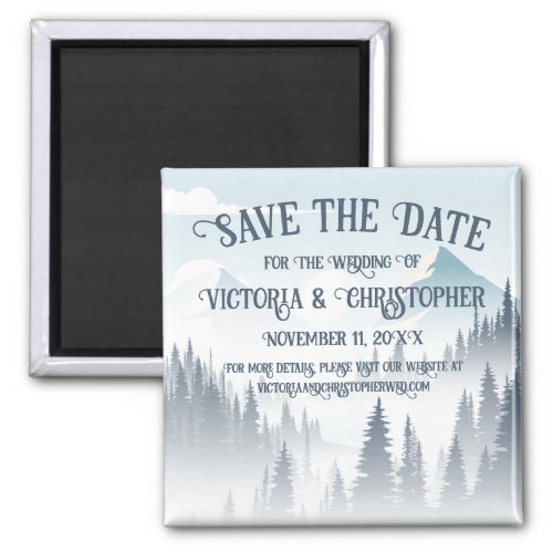 Grey Mountain Fog Wilderness Winter Save the Date Magnet