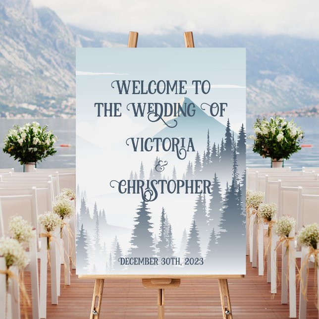 Grey Mountain Fog Wilderness Winter Wedding Foam Board (Creator Uploaded)