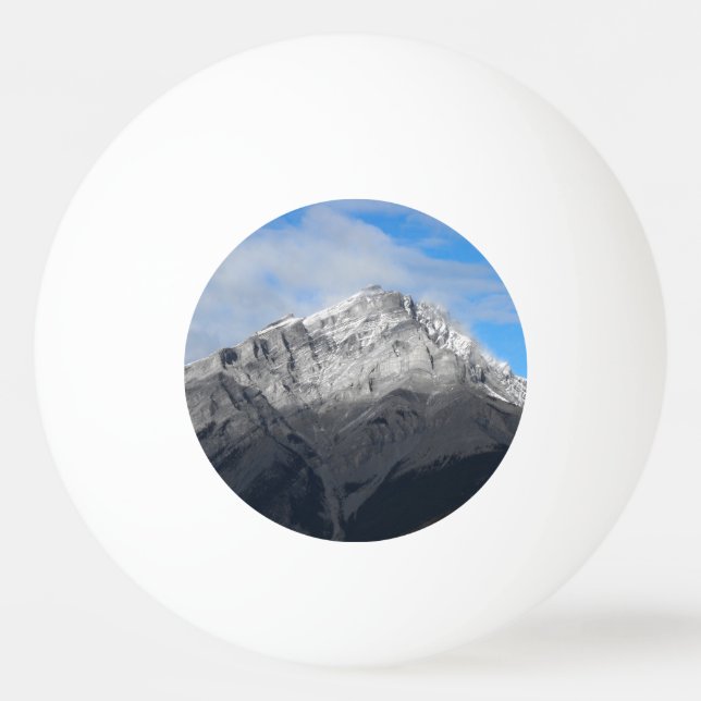 Grey Mountain Peak, Cloudy Blue Sky Ping-Pong Ball (Front)