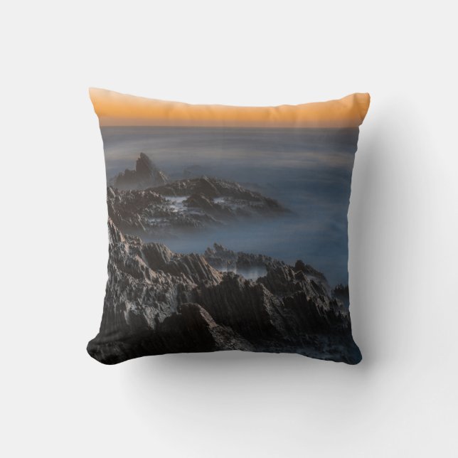 GREY MOUNTAINS WITH CLOUDS THROW PILLOW (Front)