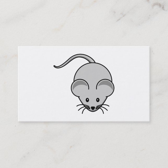 Grey Mouse Cartoon Business Card (Front)