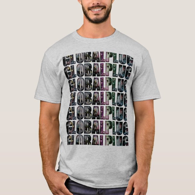 Grey Multi color globalplug Tshirt (Front)