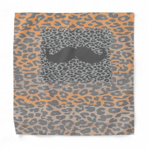 Grey Mustache and Leopard Print Bandana