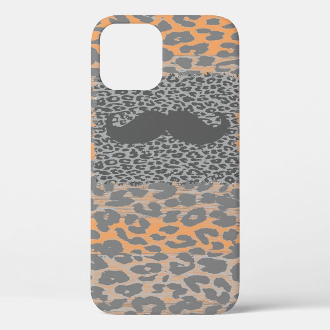 Grey Mustache and Leopard Print Case-Mate iPhone Case (Back)