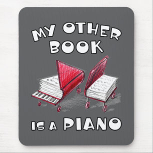 Grey My Other Book Is A Piano Portrait Orientation Mouse Pad