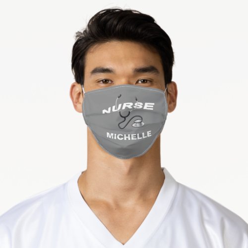 GREY Name Nurse Adult Cloth Face Mask