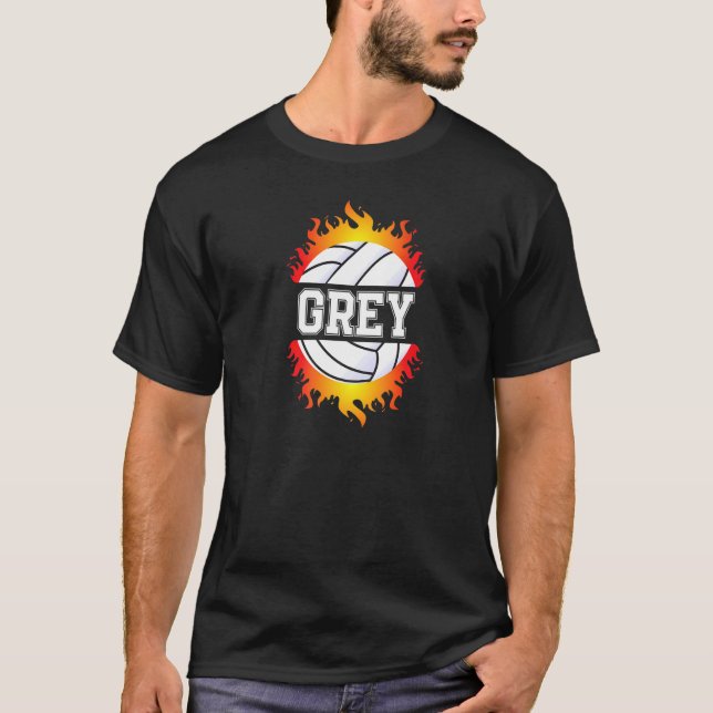 Grey Name Volleyball Player Girls Ball And Net Spo T-Shirt (Front)