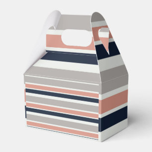 Grey Navy Blue Pink Coastal Stripes Favor Boxes