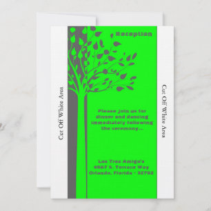 Grey/Neon Green Tree Wedding Reception Card