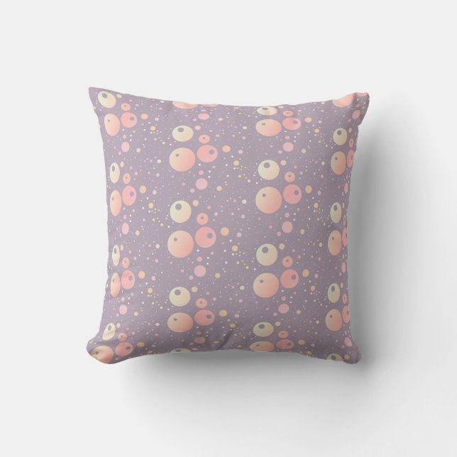 Grey neutral pink dots pattern  throw pillow (Front)