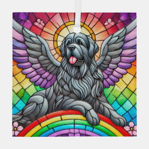 Grey Newfoundland Angel Suncatcher Glass Ornament