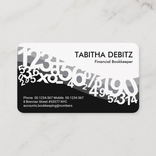 Grey Number Waves Accountant Business Card