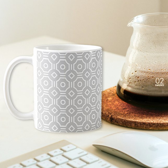 Grey Octagonal Checkered Mug (Creator Uploaded)