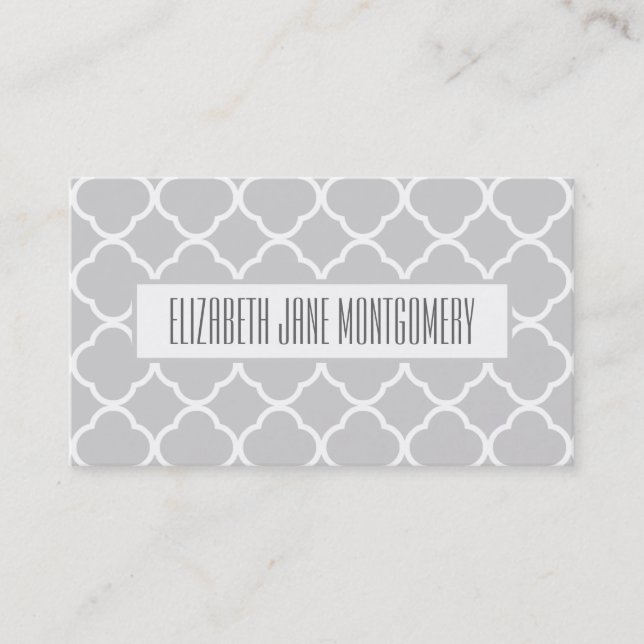 Grey Ogee Modern Appointment Business Card (Front)
