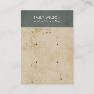 GREY OLD PAPER TEXTURE 2 STUD EARRING DISPLAY BUSINESS CARD