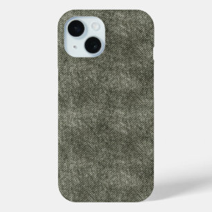 Grey Olive Denim Pattern iPhone 15 Case