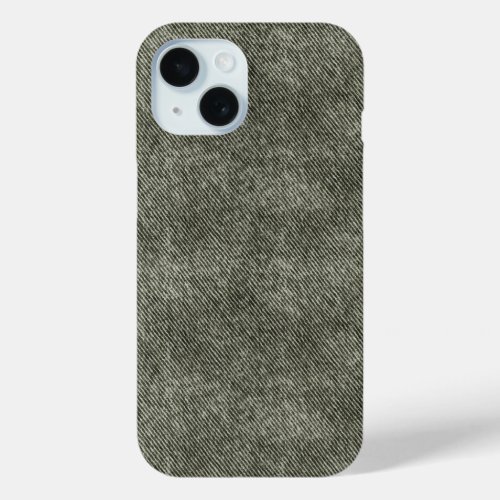Grey Olive Denim Pattern iPhone 15 Case