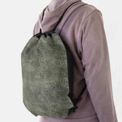 Grey Olive Denim Pattern Drawstring Bag