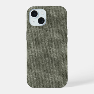 Grey Olive Denim Pattern iPhone 15 Case