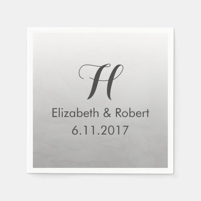 Grey Ombre Watercolor Paper Napkins (Front)