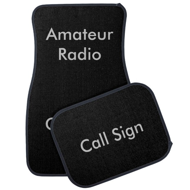 Grey on Black Amateur Radio Call Sign Car Floor Mat (Set)