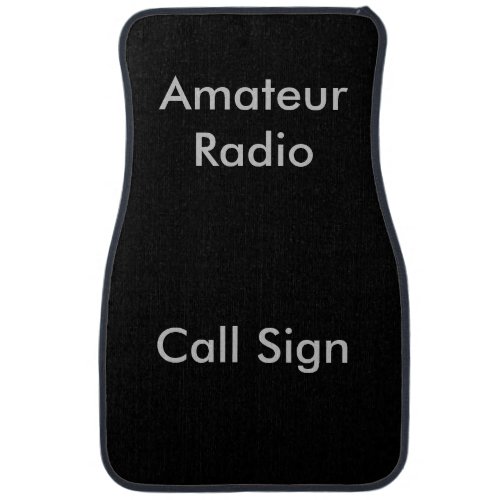 Grey on Black Amateur Radio Call Sign Car Floor Mat