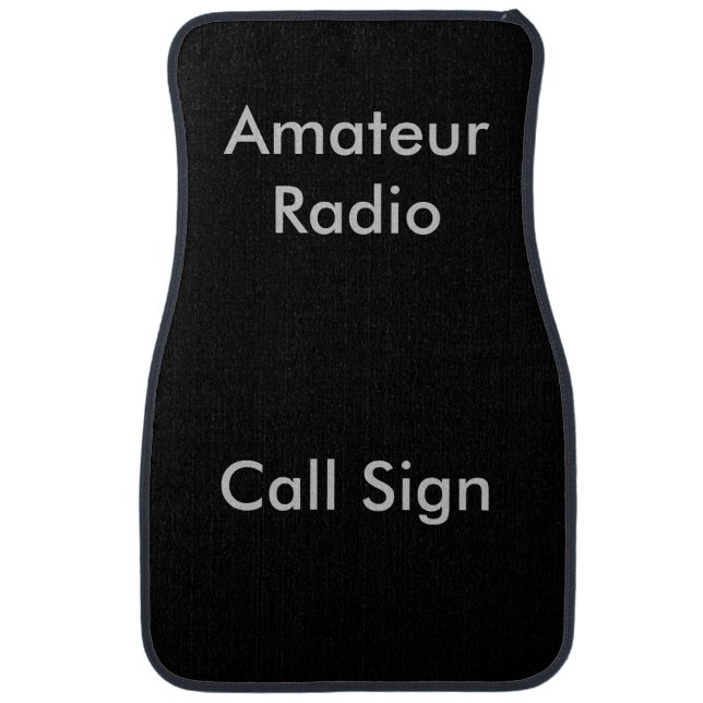 Grey on Black Amateur Radio Call Sign Car Floor Mat (Front)
