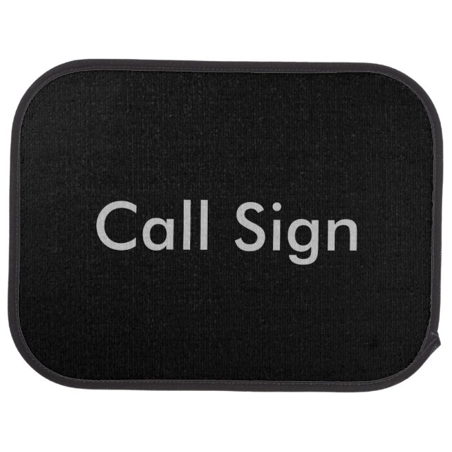 Grey on Black Amateur Radio Call Sign Car Mat (Rear)