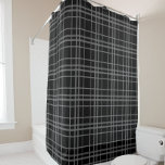 Grey On Black Tartan Plaid Pattern Design  Shower Curtain