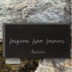 Grey on Black Trendy forgiven. Custom Quote Wooden Box Sign