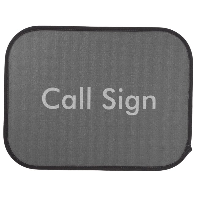 Grey on Charcoal Amateur Radio Call Sign Car Mat (Rear)