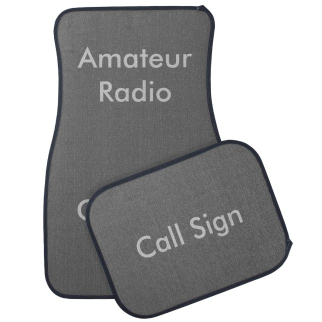 Grey on Charcoal Amateur Radio Call Sign Car Mat (Set)