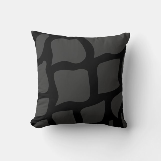 grey on dark grey abstract print throw pillow (Front)