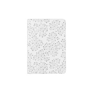 Grey on white branching abstract plant pattern passport holder