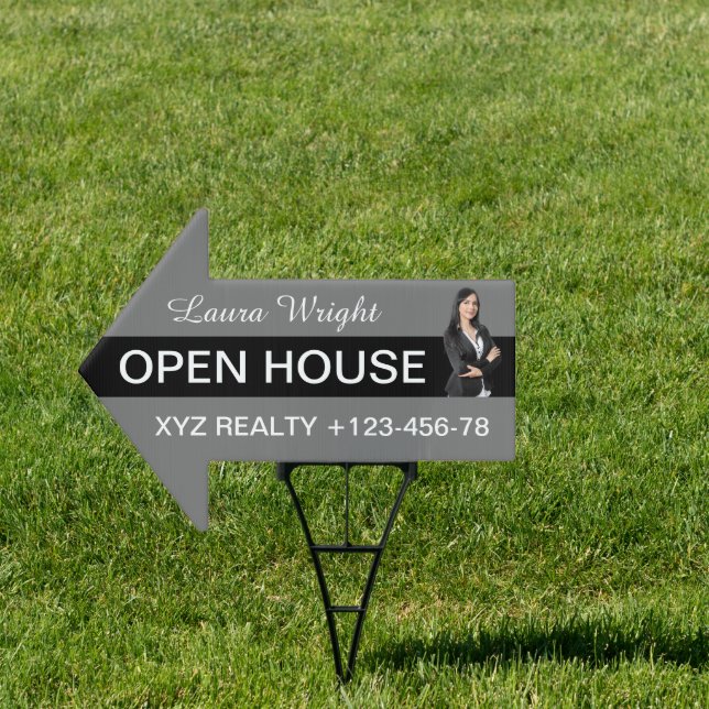Grey Open House Business Photo Real Estate Sign (Insitu)