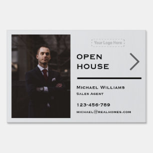 Grey Open House Yard Sign