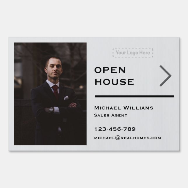 Grey Open House Yard Sign (Front)