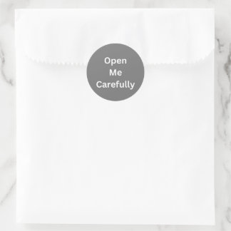 Grey Open Me Carefully Shipping Sticker Sheet