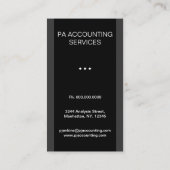 Grey or Gray Pinstripe Suit Vertical Accountant Business Card (Back)