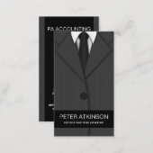 Grey or Gray Pinstripe Suit Vertical Accountant Business Card (Front/Back)