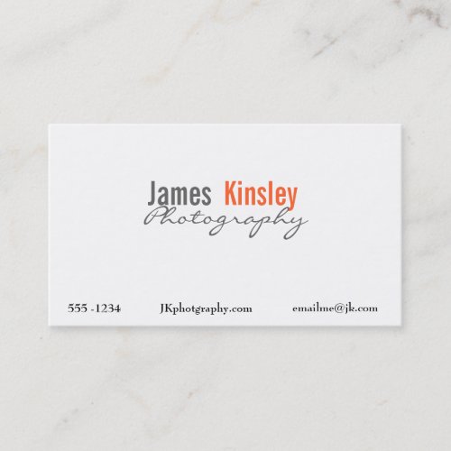 Grey, Orange and white photographer business card