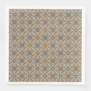 Grey, Orange, Blue Diamond Tiled Pattern Paper Dinner Napkins