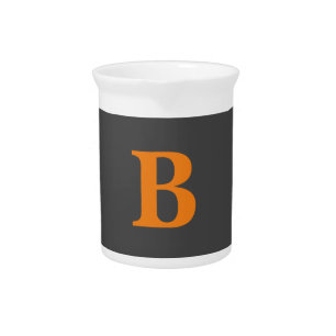 Grey orange modern monogrammed professional beverage pitcher