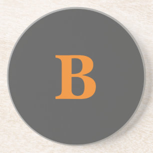 Grey orange modern monogrammed professional coaster